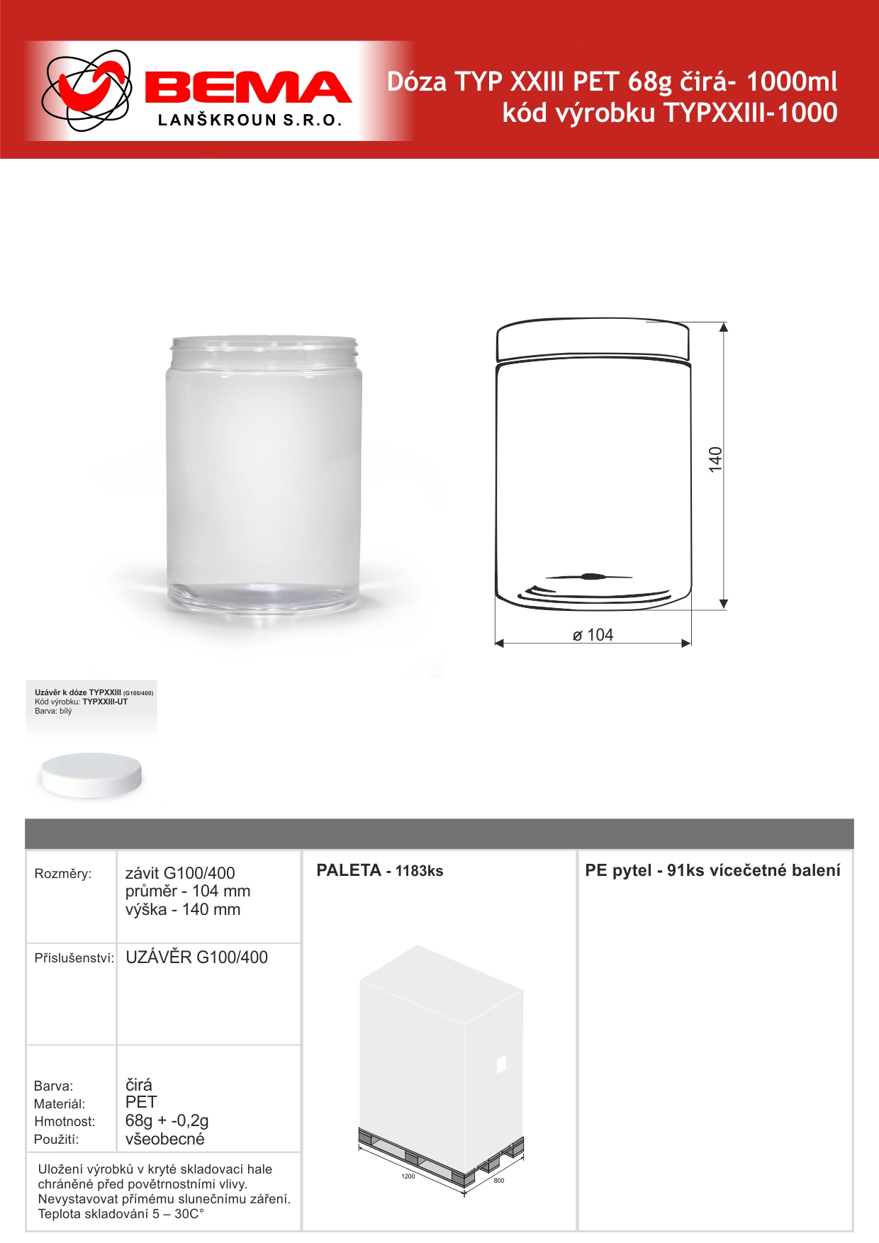 Dozy 1000ml PET 100-400 14-4-2025